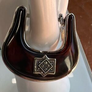 Silver Vintage Judith Jack Marcasite and Faux Tortoise‎ shell Belt buckle